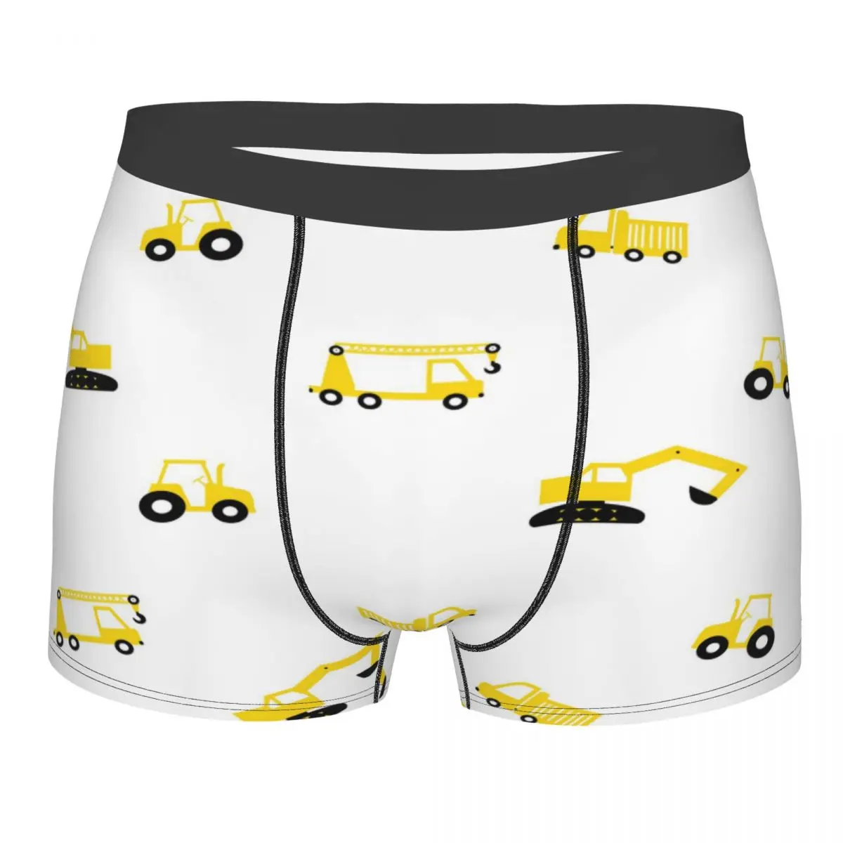 

Boxer Men Underpants Yellow Tractor Crane And Truck Men's Panties Shorts Breathable Mens Underwear Briefs Sexy Boxers