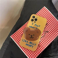 lovely cartoon bear head stand knot case for iphone 13 pro max back phone cover for 12 11 pro x xs xr 8 7 plus se 2020 capa