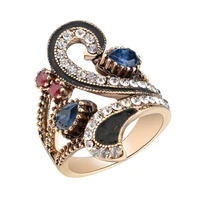 hot vintage ring for women color gold punk turkish jewelry colorful resin black enamel ring party gifts accessories 2022 new