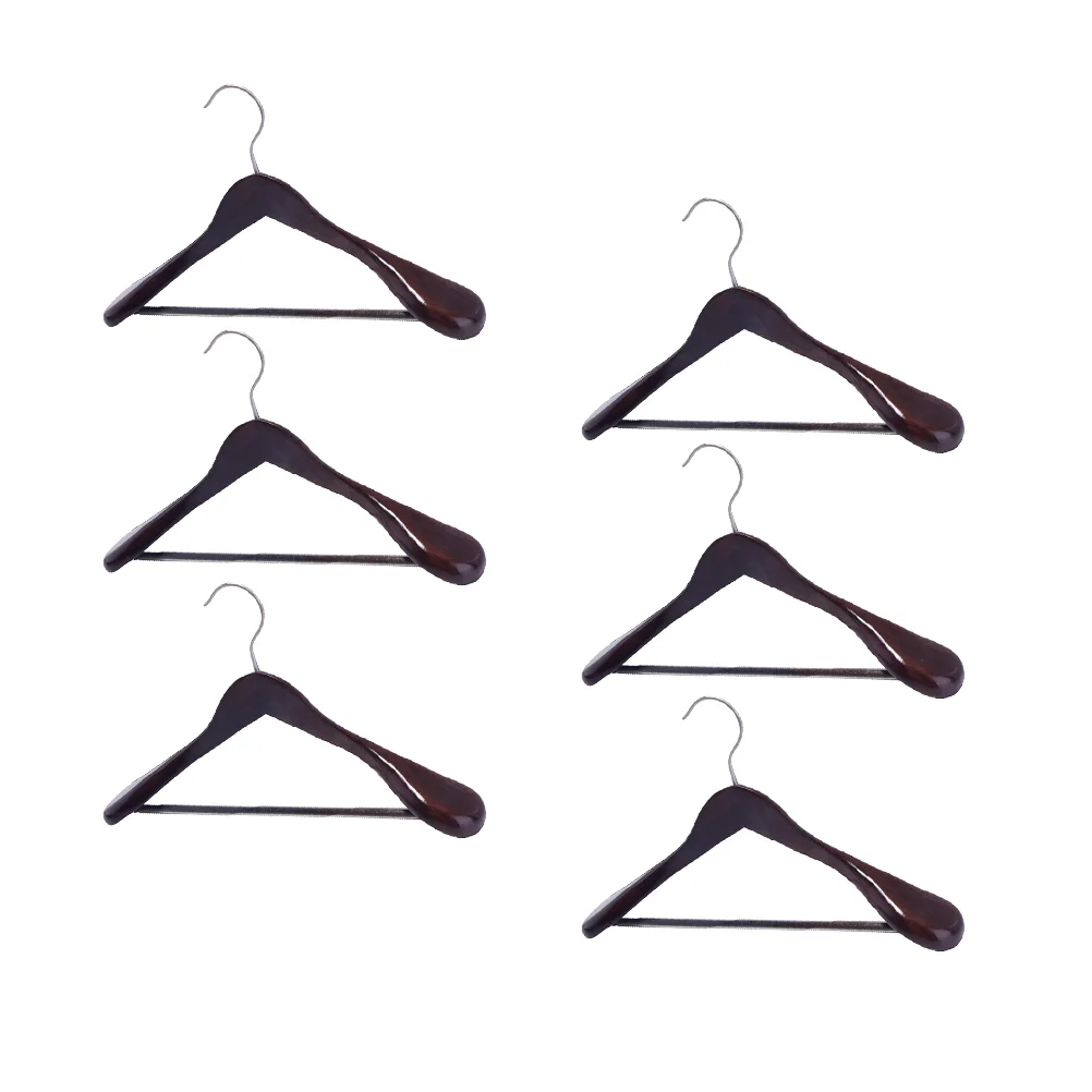 

6Pcs Practical Retro Wooden Clothing Coat Hangers Anti-skid Clothes Hangers