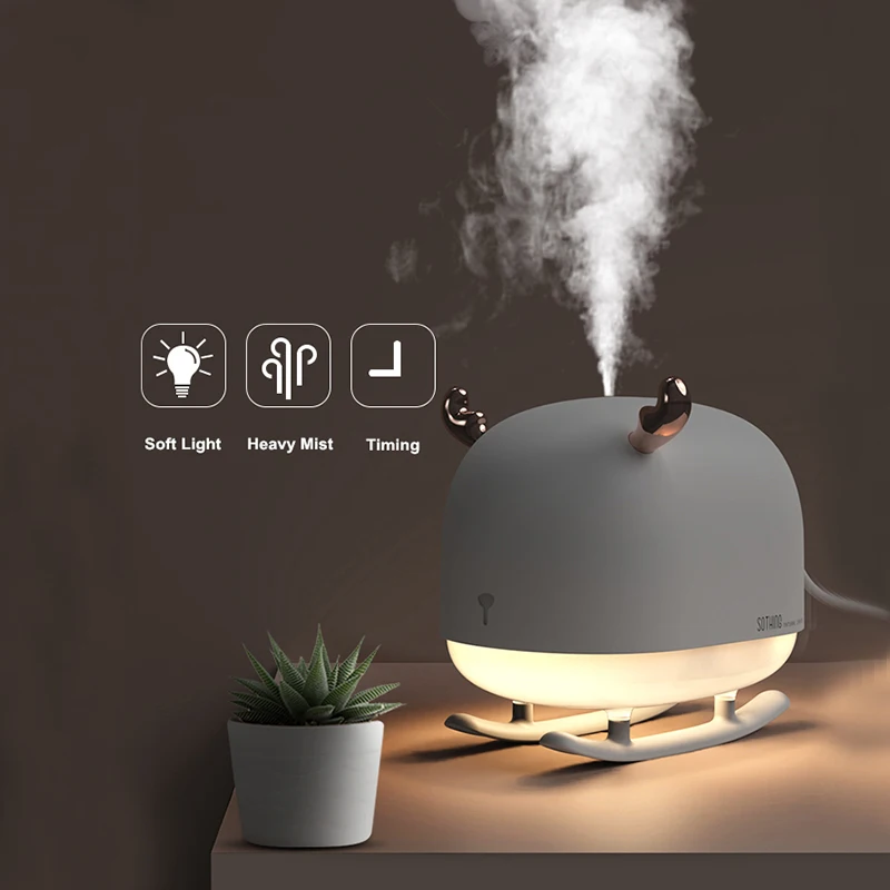 260ML Sleigh Deer Ultrasonic Air Humidifier Aroma Essential Oil Diffuser for Home Car USB Fogger Mist Maker with LED Night Lamp