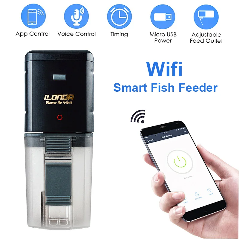 

Wifi Automatic Fish Feeder With Voice Control APP Intelligent Remote Control Auto Feeding Device Timer Feed Aquarium Accessories