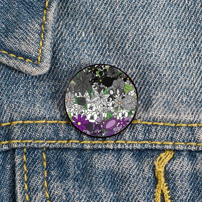 

Ace Pride Flowers Printed Pin Custom Brooches Shirt Lapel teacher tote Bag backpacks Badge Cartoon gift brooches pins for women
