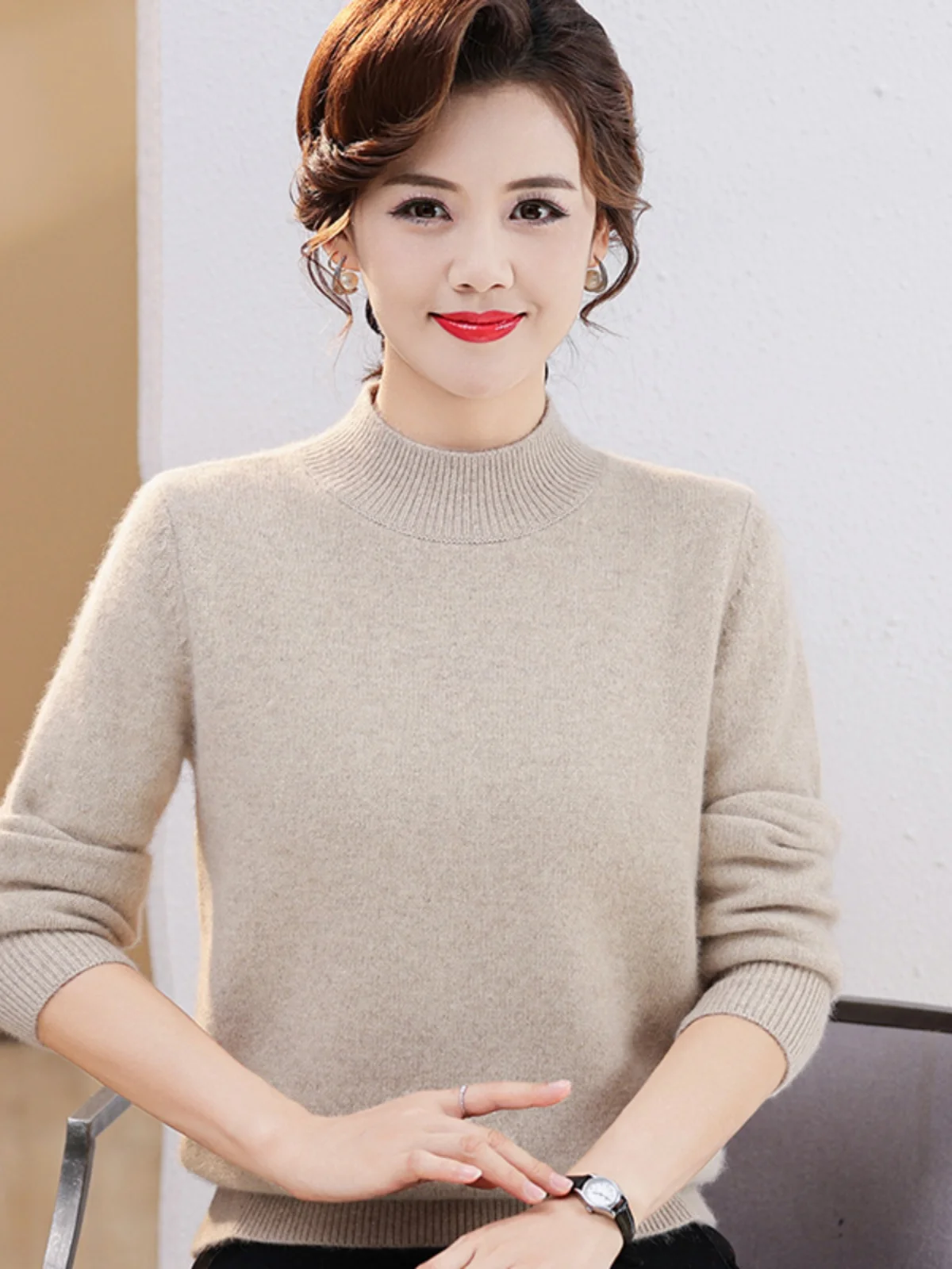 Женский кашемировый свитер Hengyuanxiang 00 из чистого кашемира для среднего и пожилого