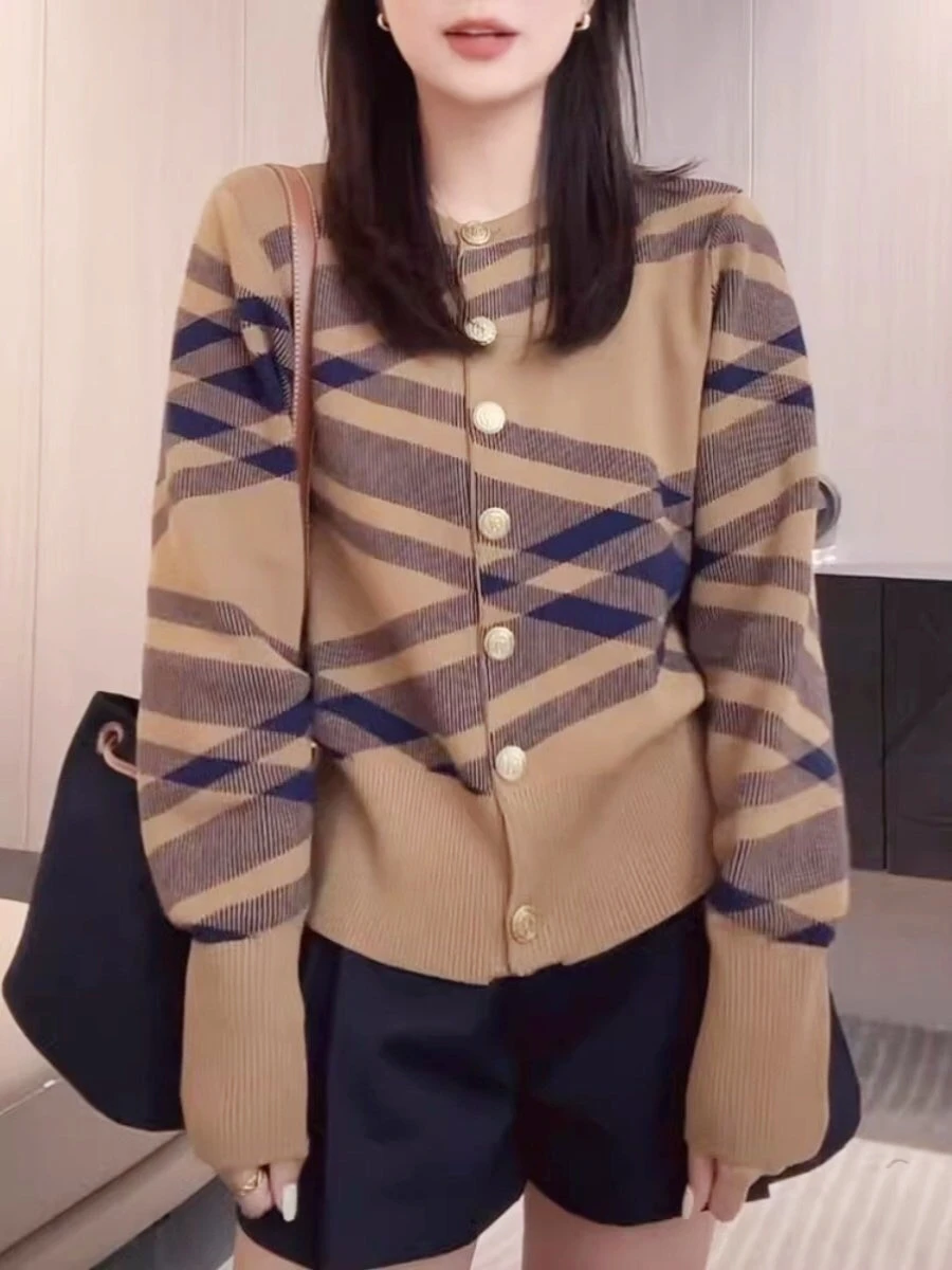 Роскошный брендовый дизайн 2024 осенне-зимний вязаный кардиган с длинными