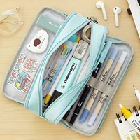 multi layer canvas pencil bag kawaii pencil case cute korean stationery pen case storage bag for school best gift