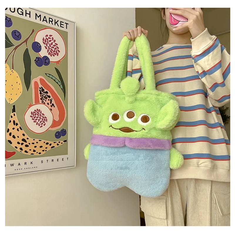 Cute Soft furry handbag Large Capacity plush Shopping Bags cartoon student zipper Book Bags Girls Children Gifts