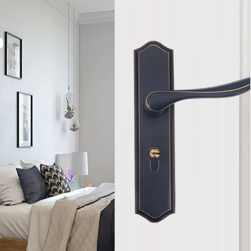 

Universal Home Bedroom Door Lock Mute Anti-Rust Door Handle Black Handle Lock