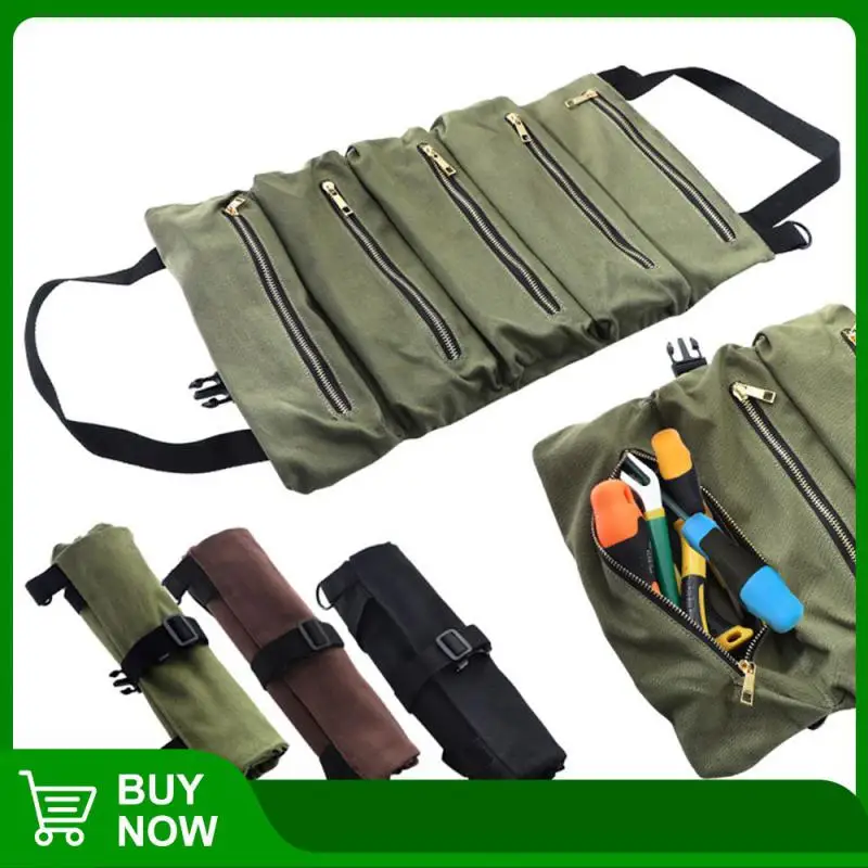 

Сумка-Органайзер из вощеной холщовой ткани, многофункциональный карман для хранения на молнии, портативный держатель для инструментов, 19 д...