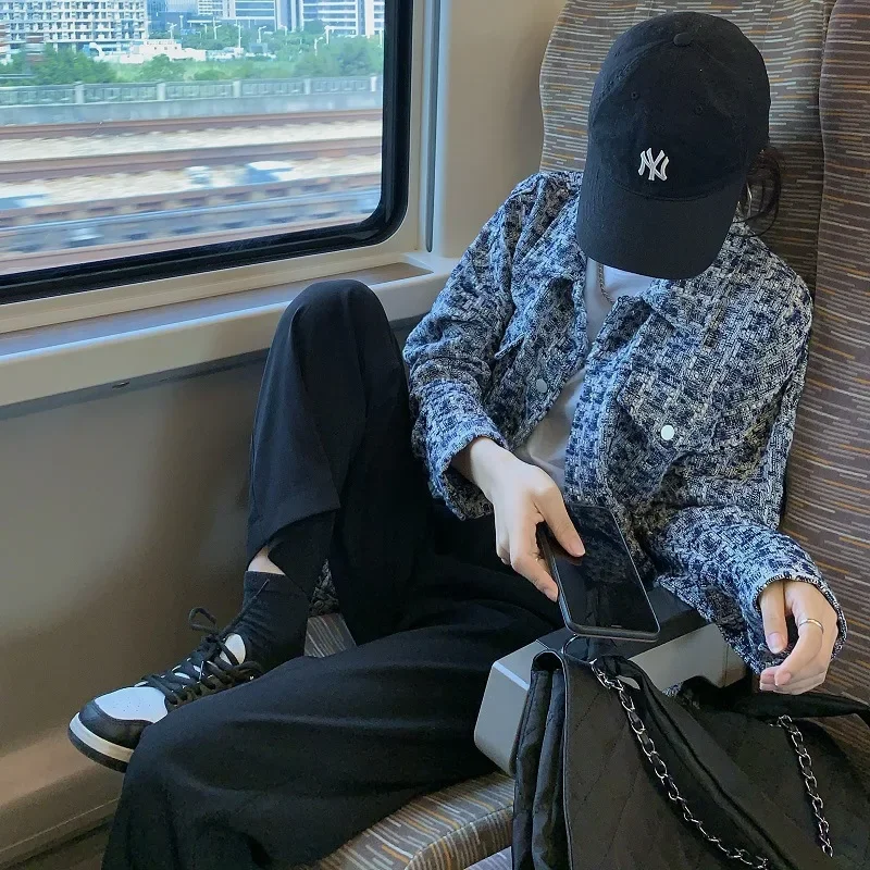 Новинка весны и осени 2023 женская одежда твидовая куртка средней длины с длинными