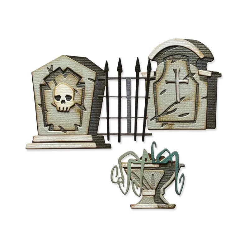 

2023 Halloween Tombstone Skull Metal Cutting Dies DIY Embossed Scrapbooking Accessories Dies For Cards Album Diary Crafts Decor