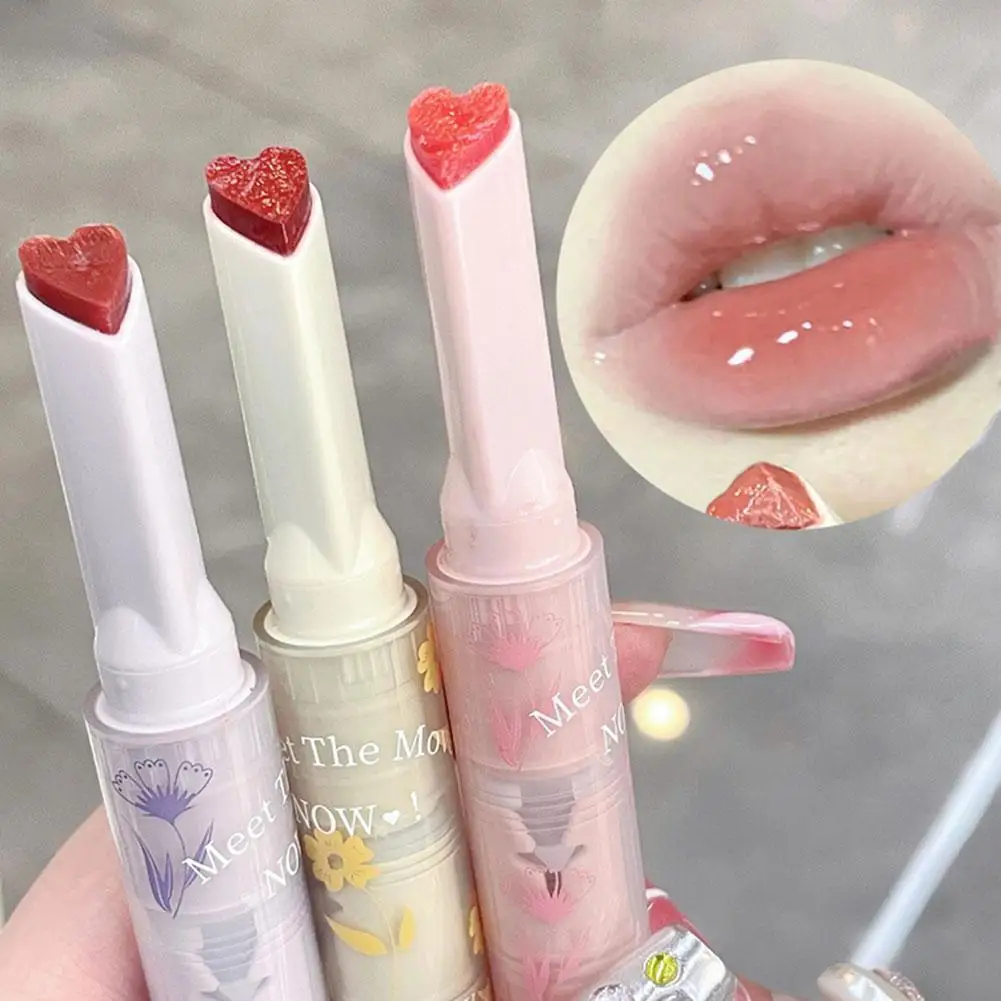 

Clear Water Light Solid Lip Gloss Jelly Pink Lip Tint Mirror Glass Lip Glaze Heart-shaped Moisturising Lipstick Pencil Make up