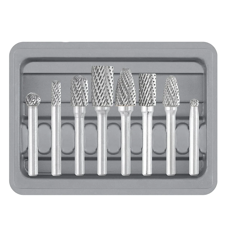 

1 Set Carbide Burr Set 1/4 Inch Shank 8Pcs Die Grinder Bits Rotary File Rasp For Metal Wood Weld Concrete Stone Grinding