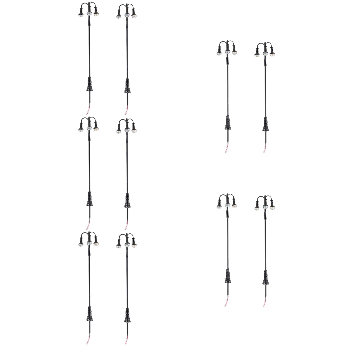 

10 pcs Miniature Street Lamps House Mini 3-head Street Lamps Sand Table Decor