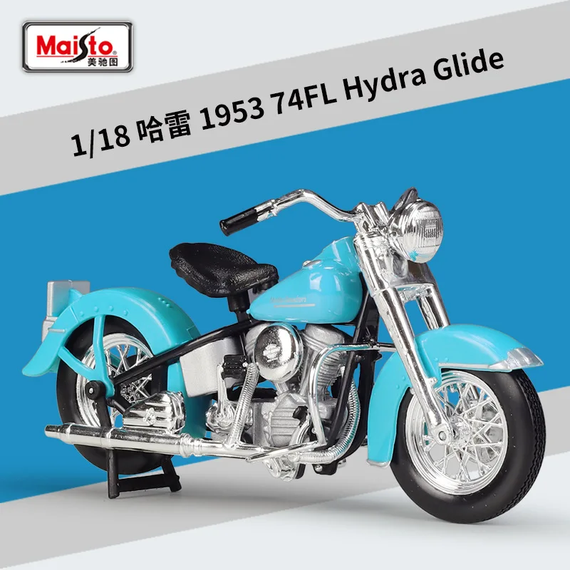 

Maisto 1:18 Harley 1953 74FL HYDRA Glide Blue Die Cast Vehicles Collectible Hobbies Motorcycle Model Toys