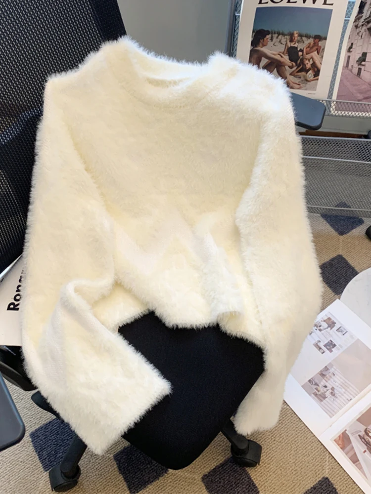 Женский серый пуловер с принтом кашемировый свитер Harajuku Y2k свитера из мохера