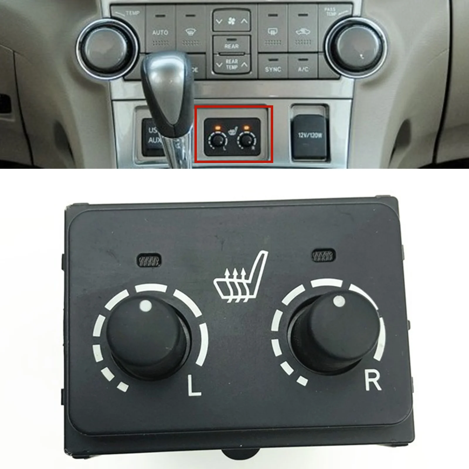 

Car Front Side Heated Seat Switch Black Heating Button Key Knob Cover For Toyota Highlander 2008 2009 2010 2011 2012 2013