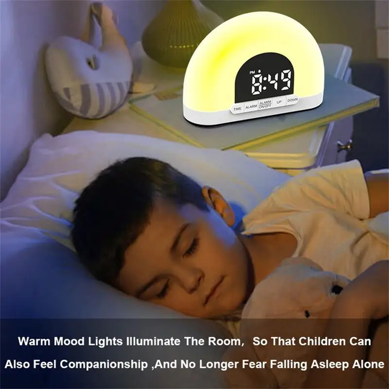 

Sunrise Alarm Clocks Loud Wake Up Light with Natural Light 2 in 1 Toddler Sleep Training and Kids Alarm Clock for Desktop