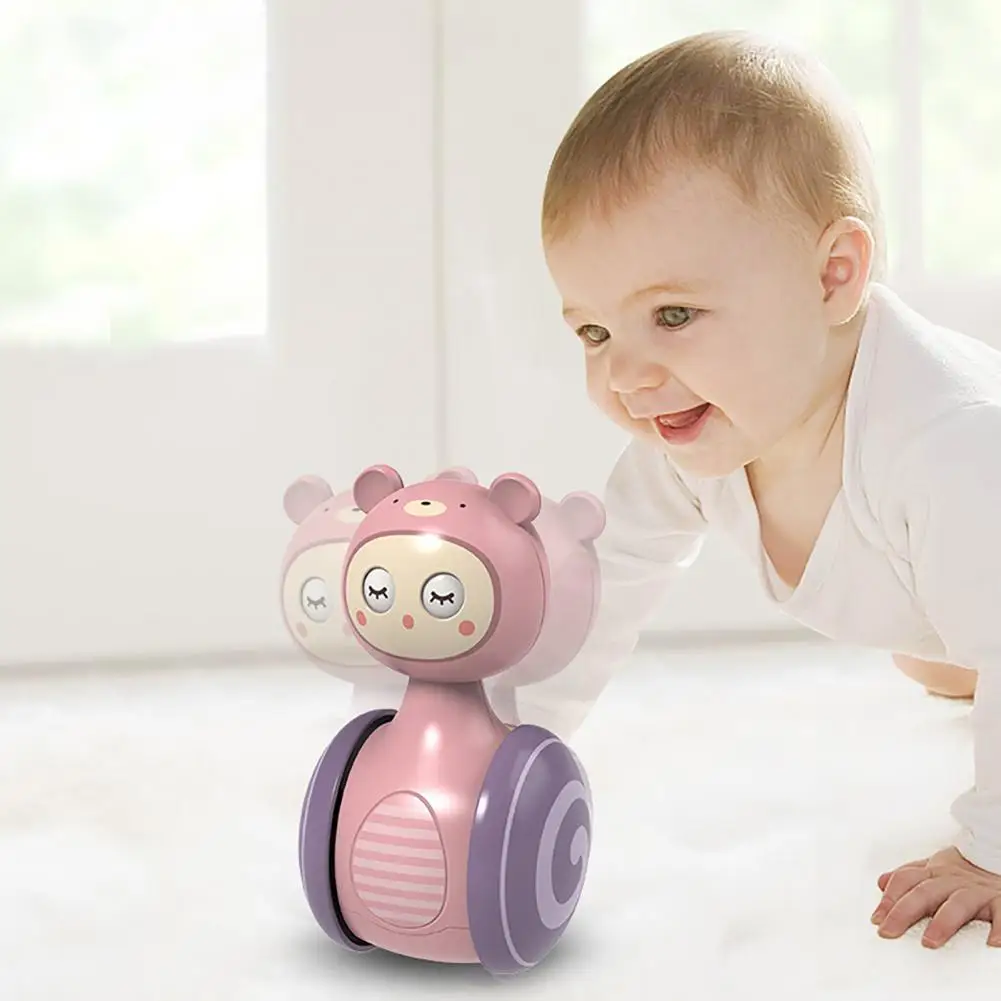 

0-3Years Infant Tumbler Sliding Bell Rattle Baby Toys Cartoon Roly-poly Learning Education Toys for Kids Tumbler Mobile Bell Toy