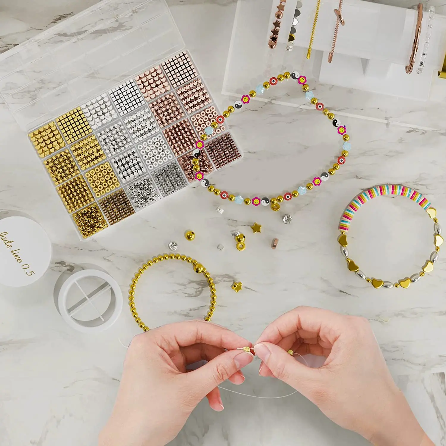 1740pcs/Box 4 6mm Spacer Beads Set CCB Positioning Beads Connectors for Jewelry Making DIY Handmade Necklace Earring Accessories