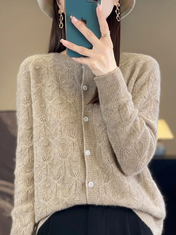 Шерсть 100% свитер из чистой шерсти Женский мягкий и клейкий тяжелый вырезанный