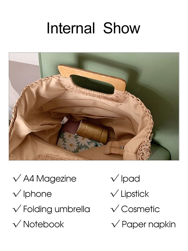 Fashion Woven Straw Women Tote Handbags Large Capacity Bohemian Travel Beach Bag Summer Casual Hollow Out Female Shopper Purse