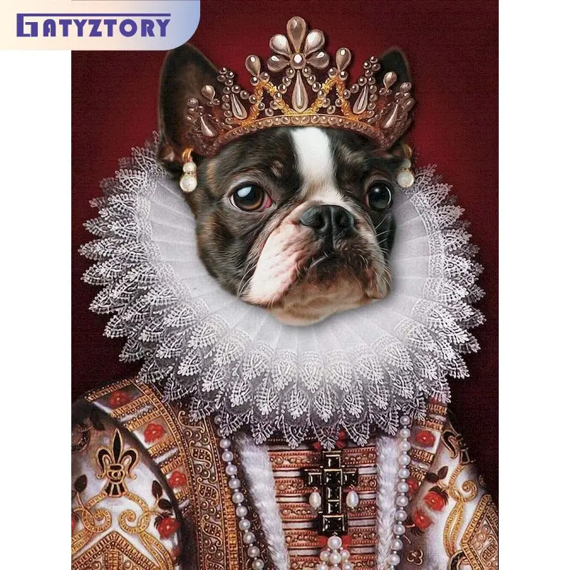 

GATYZTORY 5D DIY Diamond Embroidery Dog Cross Stitch Kit Diamond Painting Animals Full Square Round Mosaic Art Home Decorations