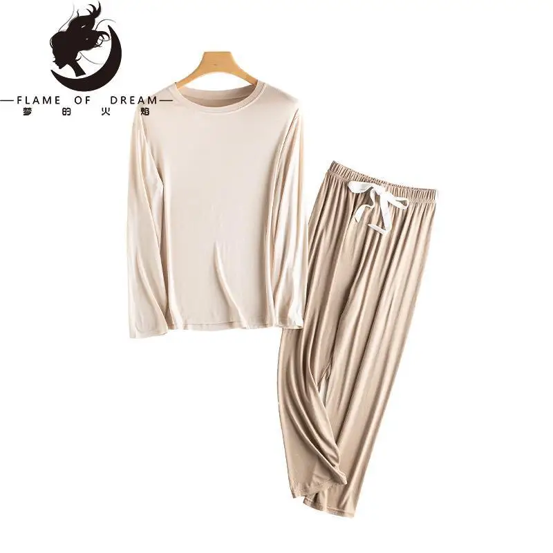 Flame Of Dream Loose Contrast Color Home Clothes Spring And Summer New Women's Pajamas Soft Breathable  Pajamas Set 22875