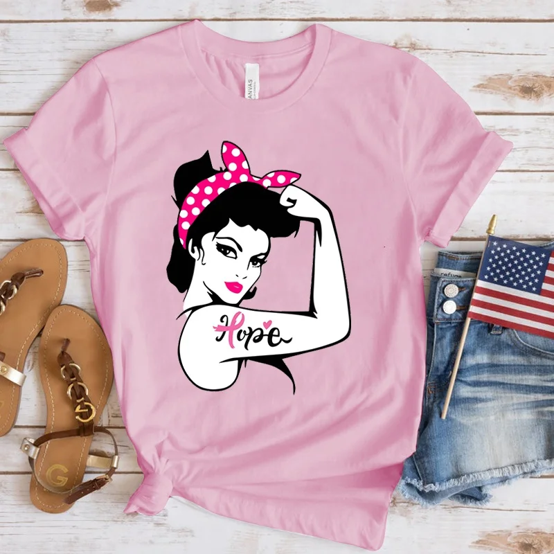 Женская свободная футболка с принтом рака груди и надписью Hope