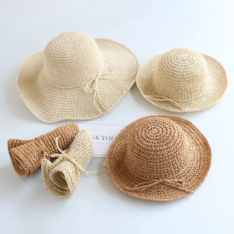 

2023 Mother Kids Straw Hat Summer Kids Sun Hats Baby Bucket Hat Child Panama Caps Kids Travel Outdoor Beach Cap