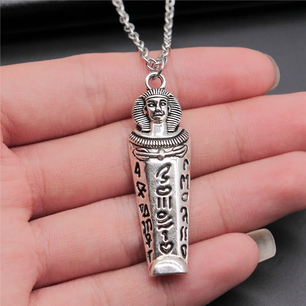 

Винтажное ожерелье с античным серебряным покрытием 49x5 мм, Женское и мужское длинное ожерелье, модные ювелирные аксессуары