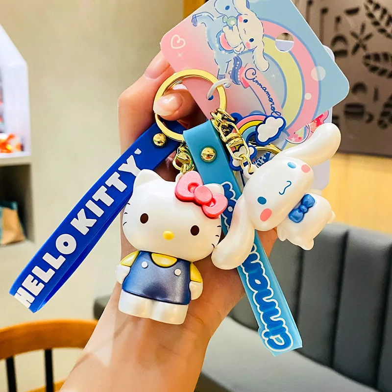 

Genuine Kawaii Sanrio Hello Kitty Keychain Cartoon Anime Cinnamoroll Kuromi Car Key Ring Bag Pendant Accessories Birthday Gift