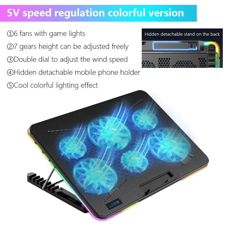 Portable Laptop Cooling Pad Rgb Led Lights Foldable Desk Riser Adjustable Notebook Stand Fan Cooling Stand Universal 2 Usb Ports Portable Laptop Cooling Pad Rgb Led Lights Foldable Desk Riser Adjustable Notebook Stand Fan Cooling Stand Universal 2 Usb Ports