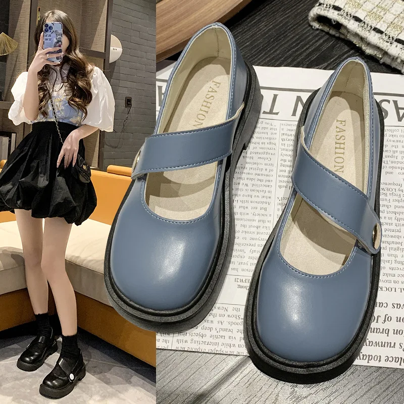 

Shallow Mouth Shoes Woman 2022 Female Footwear Oxfords Clogs Platform British Style New Dress Leather Summer Creepers Preppy Spr