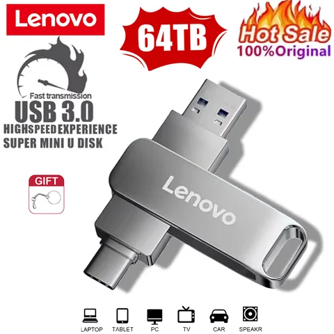 Оригинальные флэш-накопители Lenovo 64 ТБ USB3.0 U-диск высокоскоростной металлический флэш-накопитель водонепроницаемый Type-C Memoria USB-накопители 8 ТБ 2 ТБ