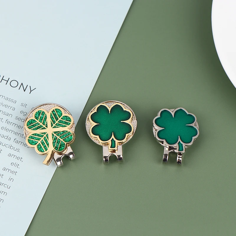 

1pc Universal Golf Ball Marker Hat Clips Four Leaf Clover Magnetic Golf Ball Marker Hat Clip Embossed Metal Golf Accessories