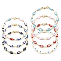 1 piece 304 stainless steel religious bracelets gold color multicolor olive evil eye enamel jewelry gifts 18 5cm7 28 long