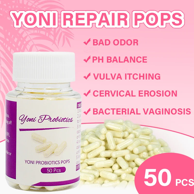 

50 Pcs Yoni Pop Suppositories Vulva Itching Dryness Vagina Odor Yeast Infections Repair Probiotics Vaginal Tightening Capsule