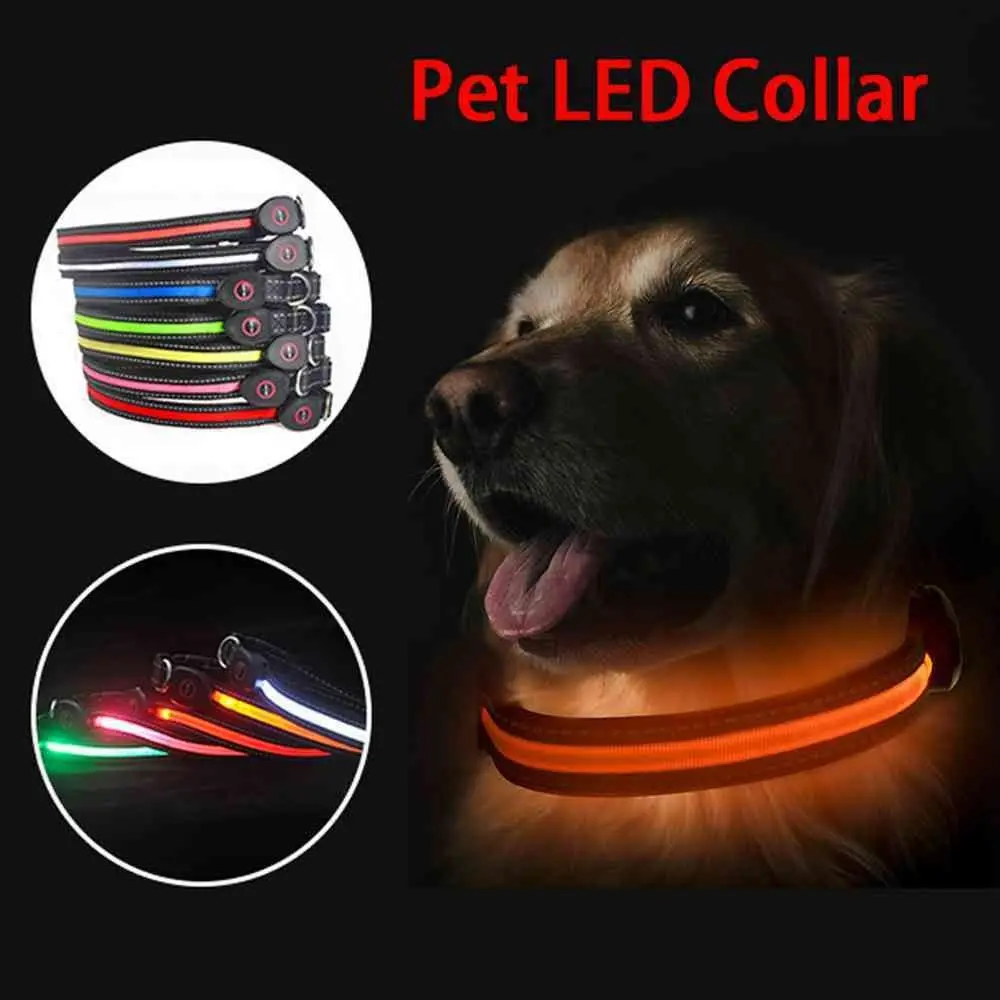 

Rechargeable Night Safety Glowing Anti-Lost Led Dog Collar Dog Supplies Luminous Pet Dog Collars