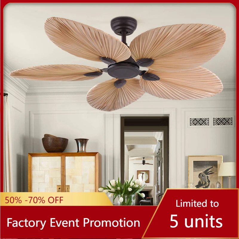 

Высококачественные потолочные вентиляторы, лопасти вентилятора в виде пальмового листа 220 В, потолочный вентилятор с дистанционным управл...