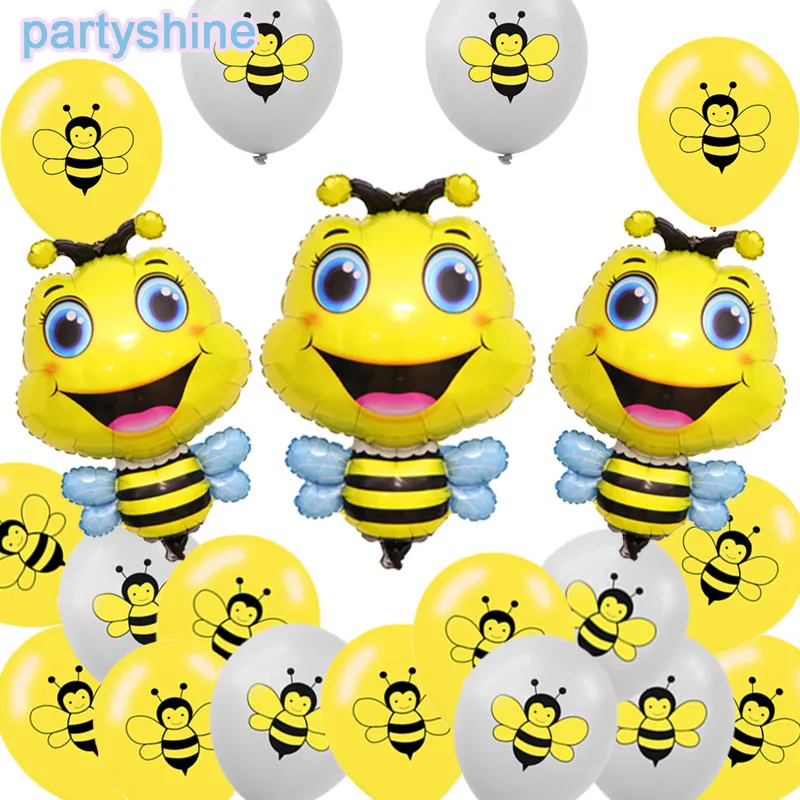 Bee Balloons Set Cute Cartoon Bumble Bee Ballons For Baby Shower Favors Supplies Forest Theme Kids Birthday Party Decorations images - 6