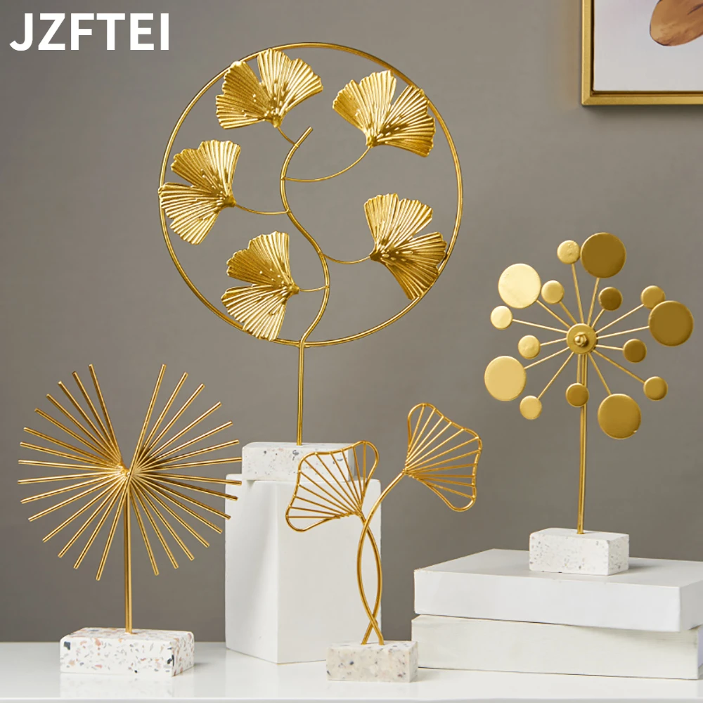 

Golden Iron Sheets Decor Modern Ornament For Home And Living Room Table Sculpture, Tv Cabinet Miniature Garden Art Supplies Best