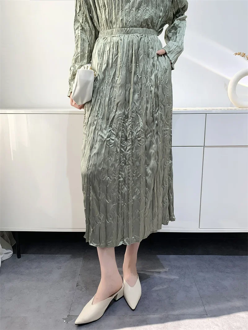 Плиссированная юбка новинка весны и лета 2025 удобная повседневная средней длины