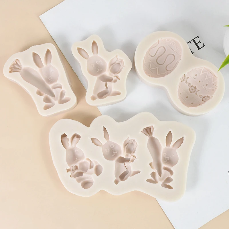 

1pcs Easter Rabbit Fondant Silicone Mold Carrot Cake Decorating Tools Chocolate Cookies Baking Mould Egg DIY Party Ornament