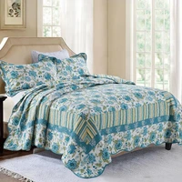 floral cotton quilted bedspread on the bed patchwork duvet linen blanket cubrecam bed cover colcha summer quilt bedding set 3pcs