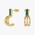 Женские серьги-подвески с фианитами, из нержавеющей стали