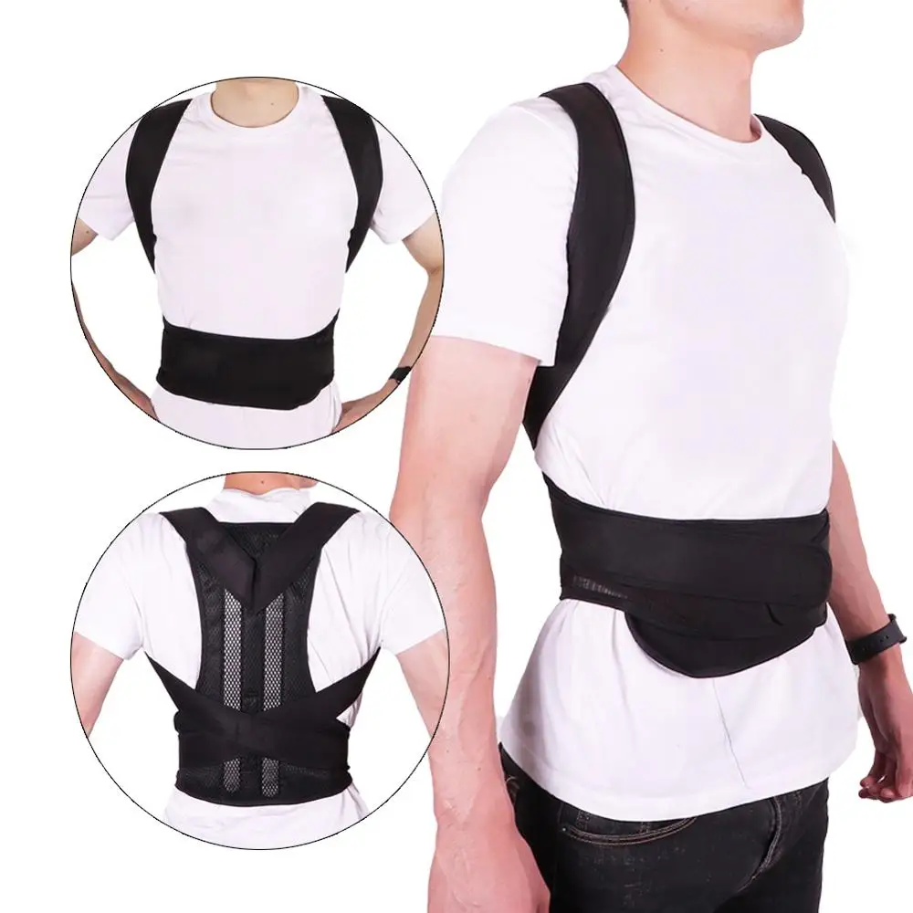 Корректор осанки регулируемый черный пояс поддержки плеч и поясничного отдела позвоночника для здоровья мужчин и женщин унисекс.