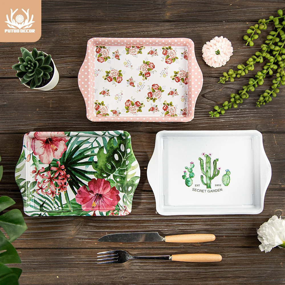 

Putuo Decor Kitchen Elegant Small Trays Painting Decorative Plate Wall Art for Bandejas De Decoración Tobacco Rolling Tray