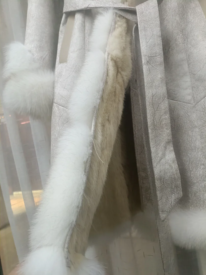 FURTJY Plus Size New Genuine Rabbit Fur Coat Women Winter Real Fox Fur Collar Long Coats Female Genuine Fur And Leather Outwear