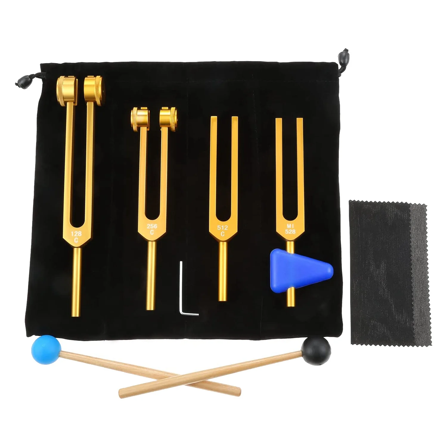 

4 Pack Tuning Fork Set (128Hz, 256Hz, 512Hz, MI528), Tuning Fork Chakra for Healing Chakra, Sound Healing, with